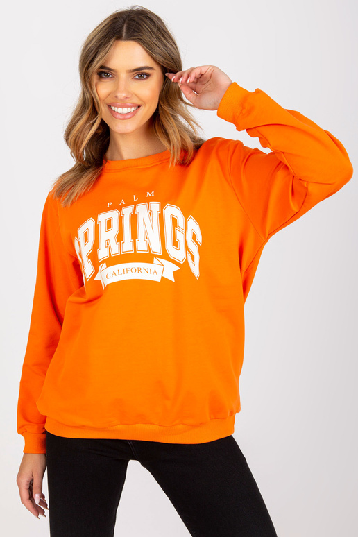 Oranžikasvalge trükiga kapuutsiga...