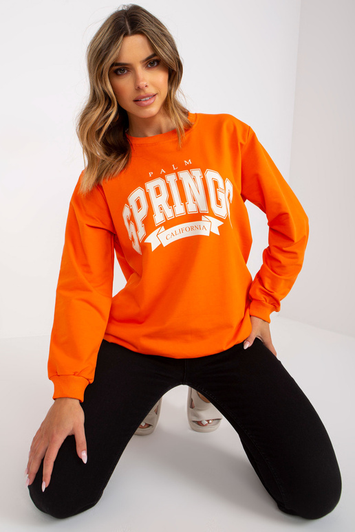 Oranžikasvalge trükiga kapuutsiga...