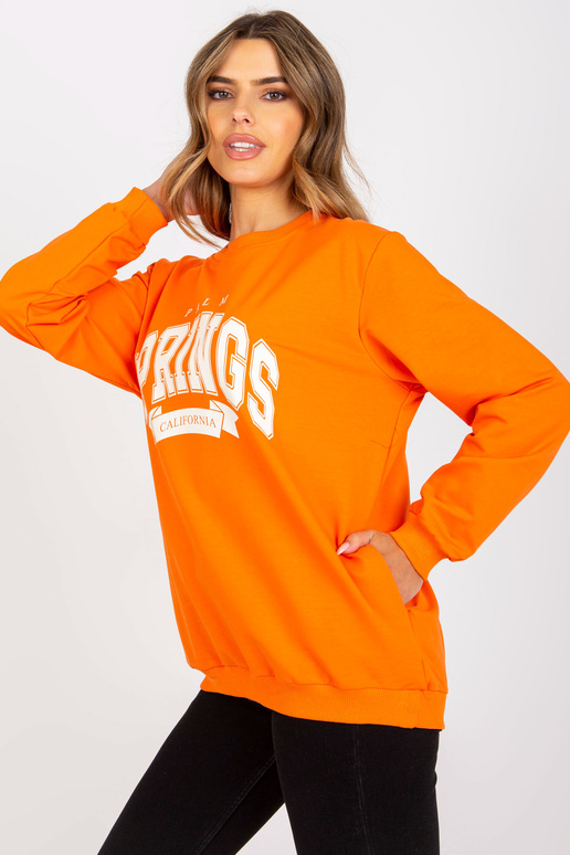 Oranžikasvalge trükiga kapuutsiga...