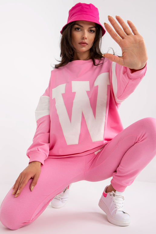 Roosa ja valge puuvillane dressikomplekt