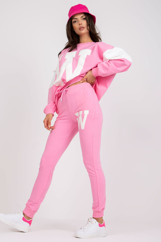 Roosa ja valge puuvillane dressikomplekt