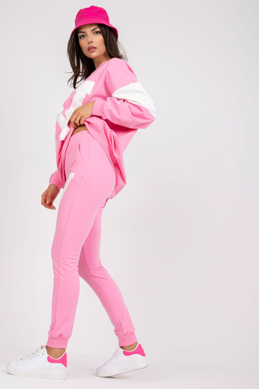 Roosa ja valge puuvillane dressikomplekt