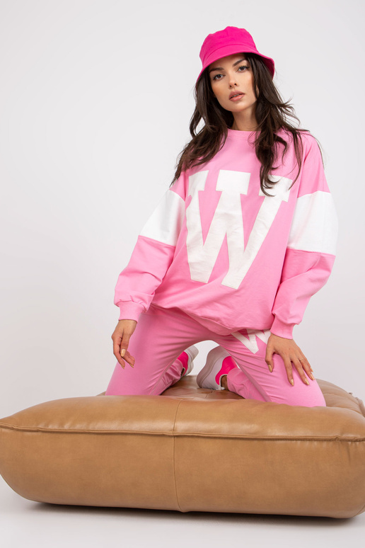 Roosa ja valge puuvillane dressikomplekt