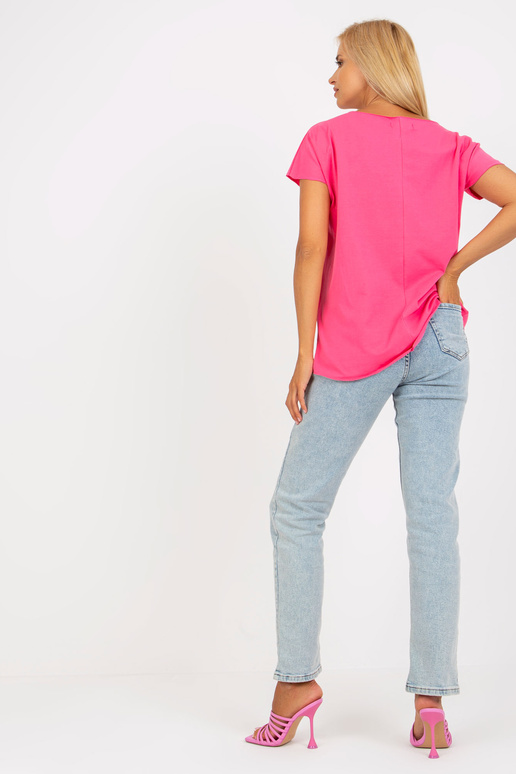 Tumeroosa puuvillane trükiga pluus...