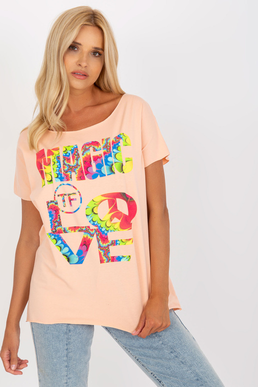 Virsikutrükiga puuvillane pluus