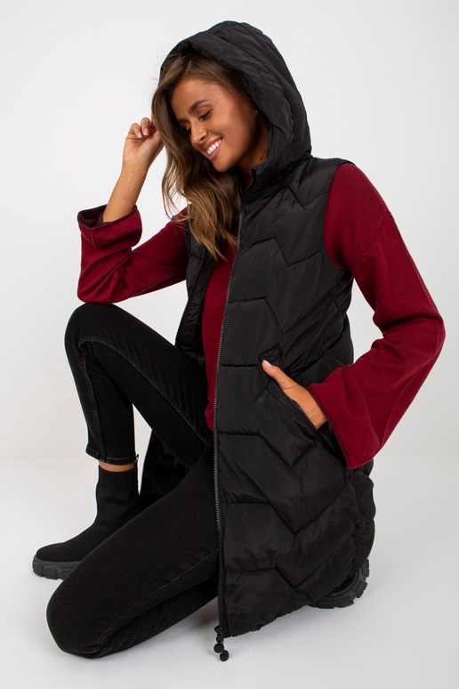 Must kapuutsiga pikk sulevest Must kapuutsiga pikk sulevest