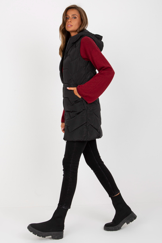 Must kapuutsiga pikk sulevest Must kapuutsiga pikk sulevest