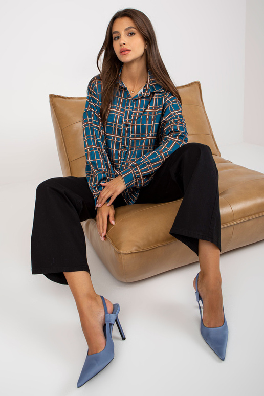 Tumesinine lahtine ruuduline särk