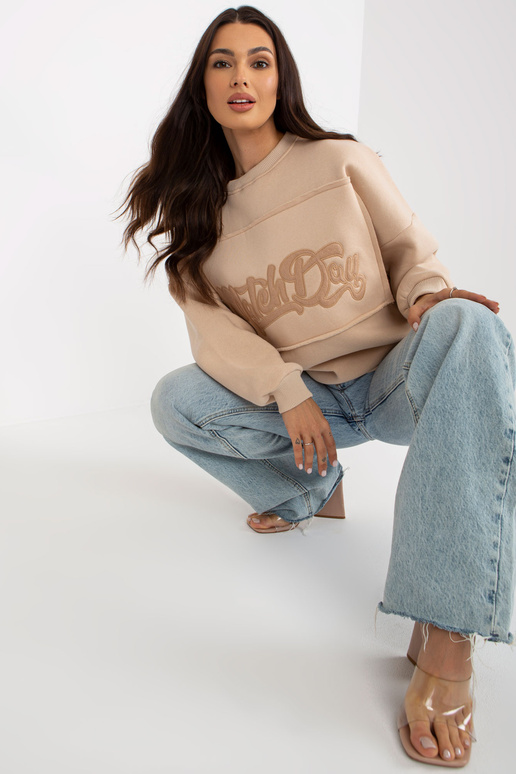 Hellbeiges Oversize-Sweatshirt ohne...