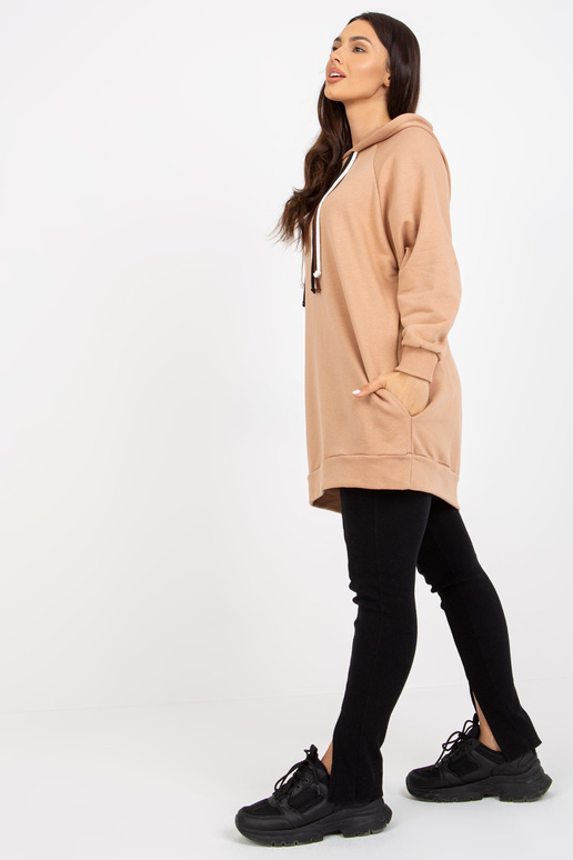 Camelfarbener Baumwoll-Hoodie mit... Camelfarbener Baumwoll-Hoodie mit...