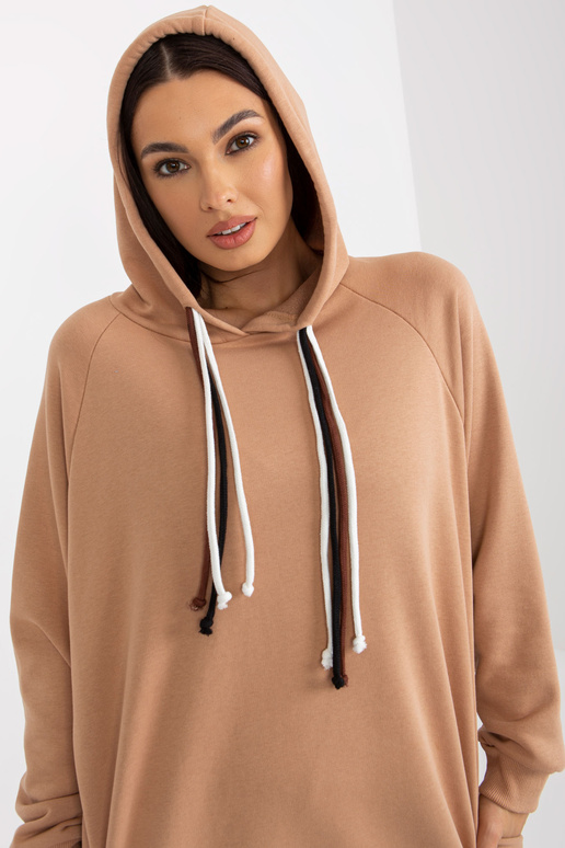 Camelfarbener Baumwoll-Hoodie mit... Camelfarbener Baumwoll-Hoodie mit...