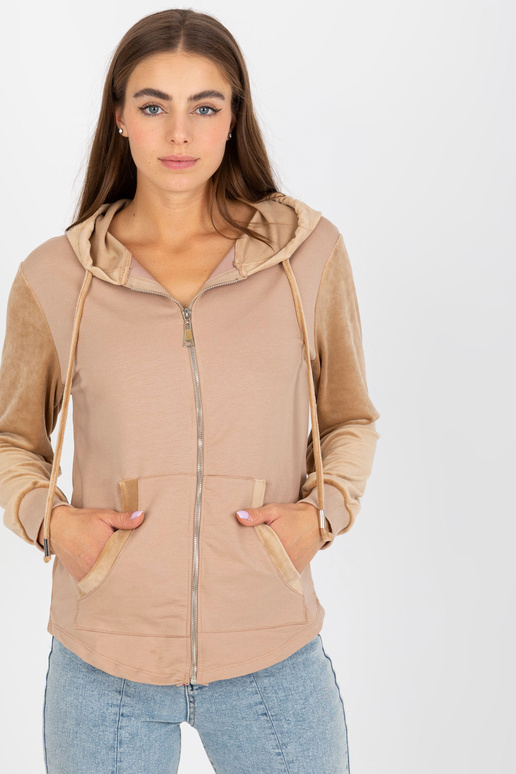 Beež naiste kampsun veluursisustustega