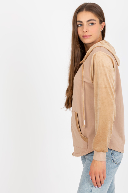 Beež naiste kampsun veluursisustustega