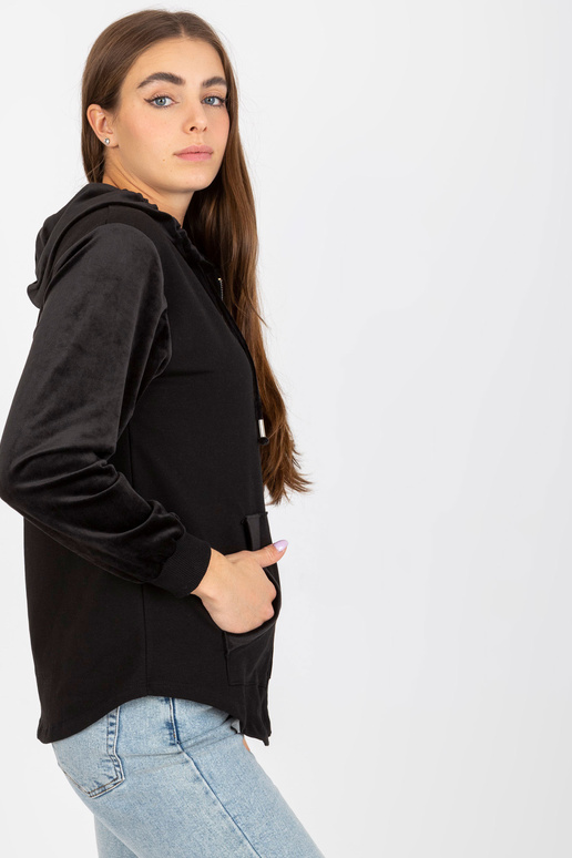 Must puuvillane kapuutsiga kampsun