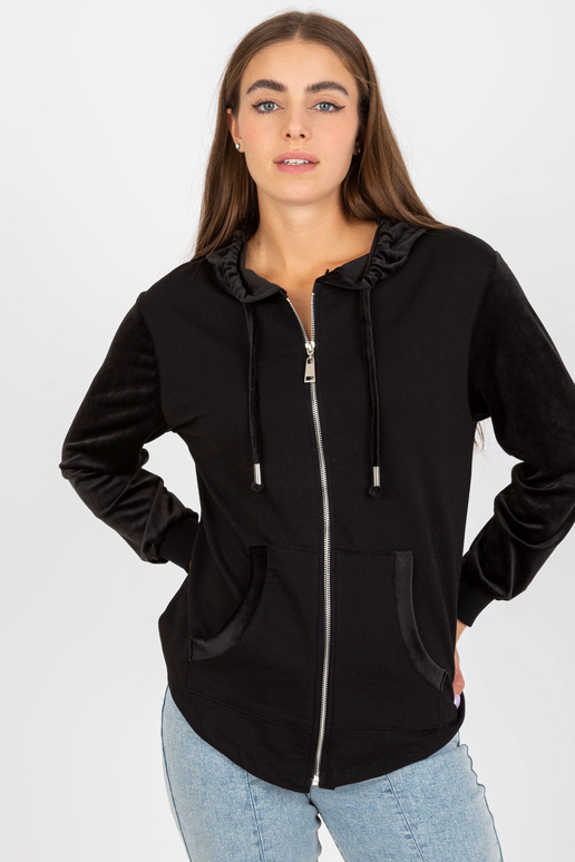 Must puuvillane kapuutsiga kampsun