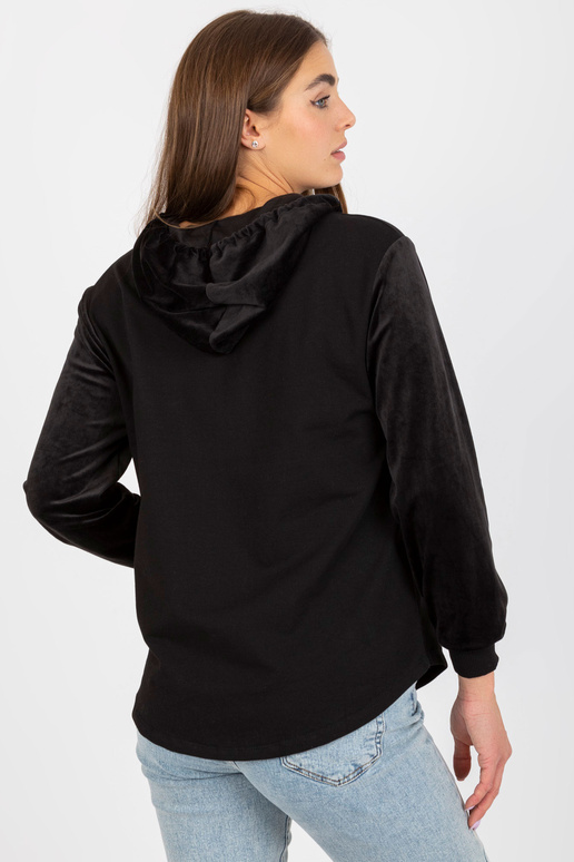 Must puuvillane kapuutsiga kampsun