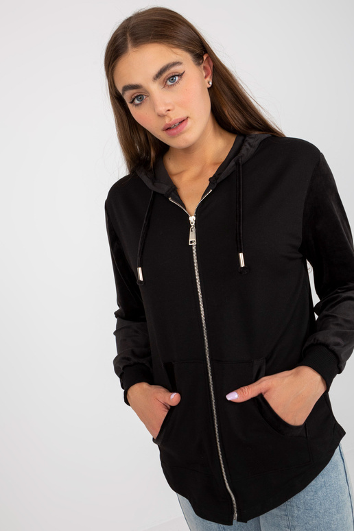 Must puuvillane kapuutsiga kampsun