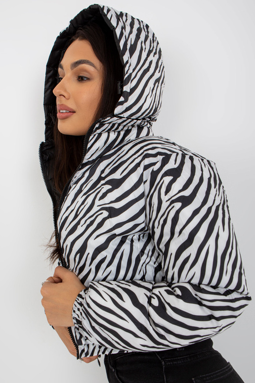 Schwarze doppelseitige Zebra-Steppjacke Schwarze doppelseitige Zebra-Steppjacke