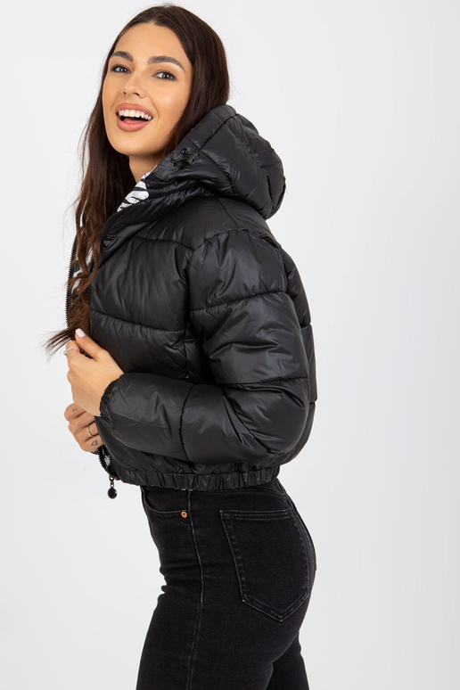 Schwarze doppelseitige Zebra-Steppjacke Schwarze doppelseitige Zebra-Steppjacke