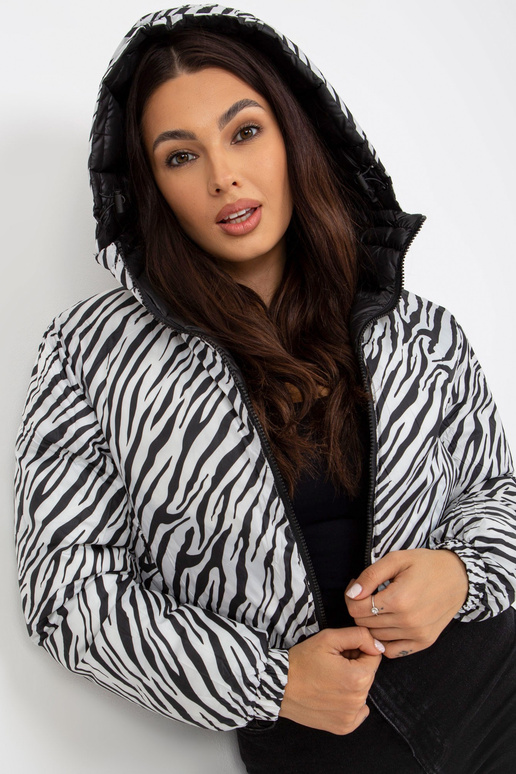 Schwarze doppelseitige Zebra-Steppjacke Schwarze doppelseitige Zebra-Steppjacke