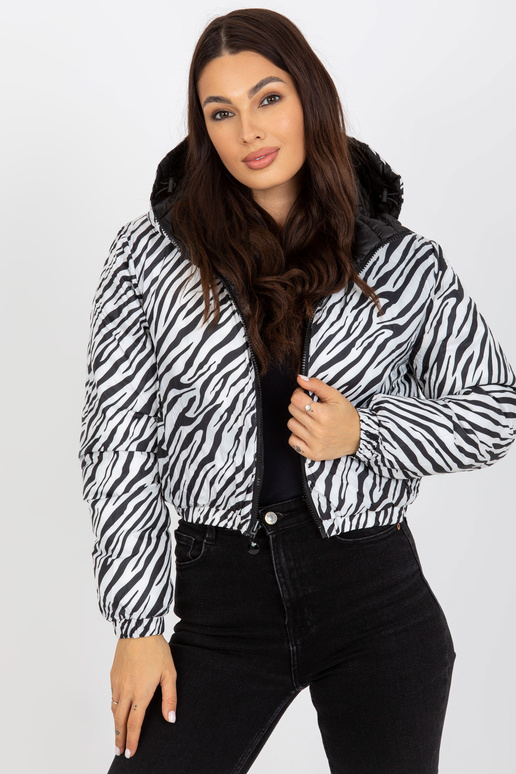 Schwarze doppelseitige Zebra-Steppjacke Schwarze doppelseitige Zebra-Steppjacke