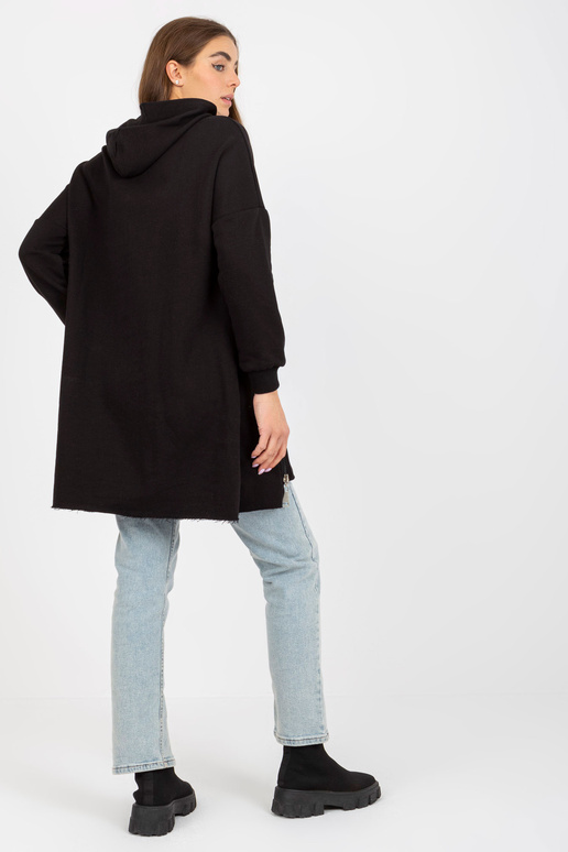 Must naiste pikk tõmblukuga dressipluus