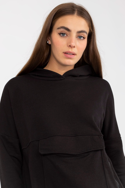 Must naiste pikk tõmblukuga dressipluus