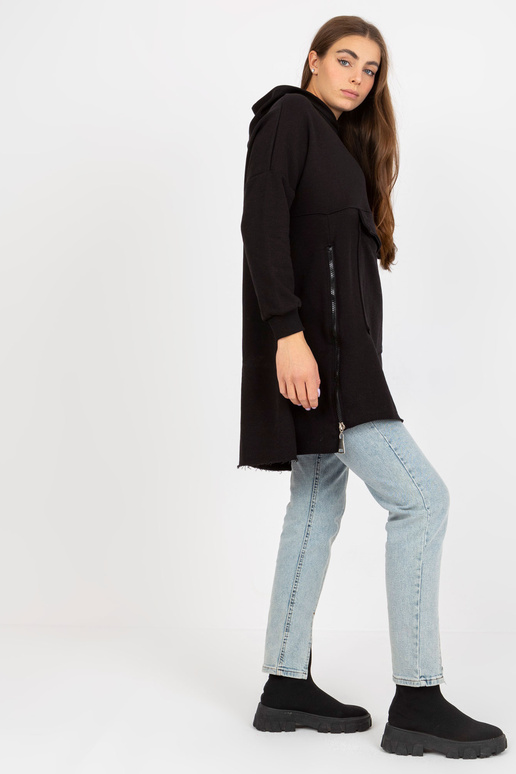 Must naiste pikk tõmblukuga dressipluus