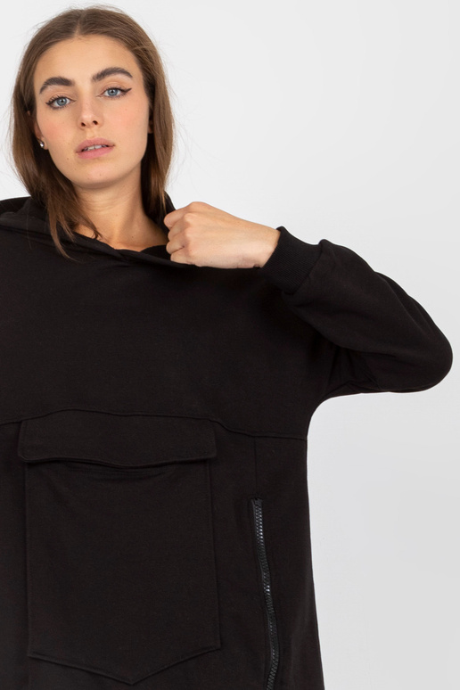 Must naiste pikk tõmblukuga dressipluus