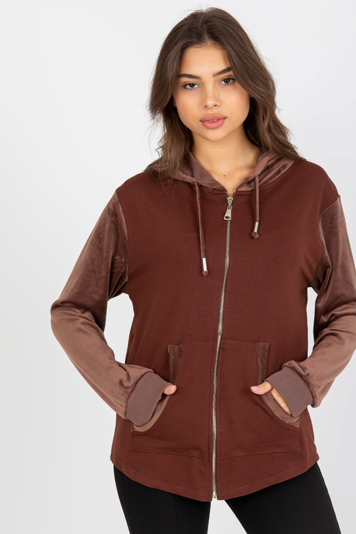 Pruun naiste kampsun veluursisustustega