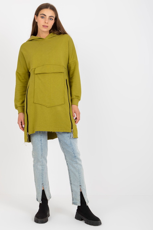 Oliivipunane pikk tõmblukuga dressipluus