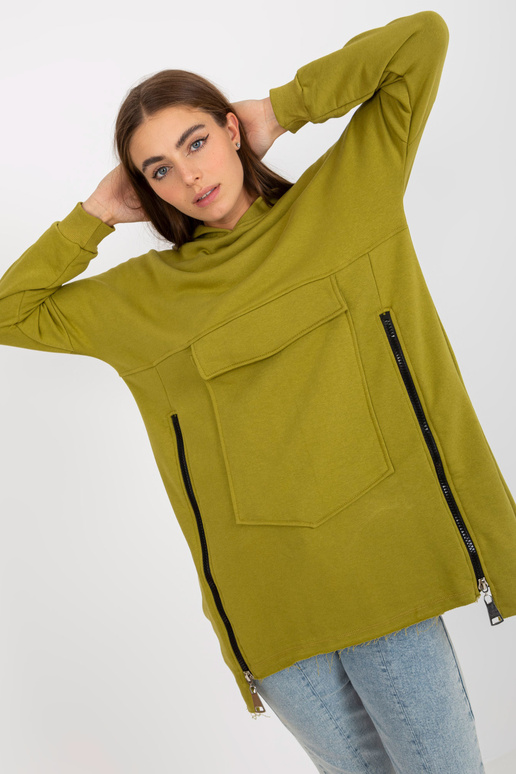 Oliivipunane pikk tõmblukuga dressipluus