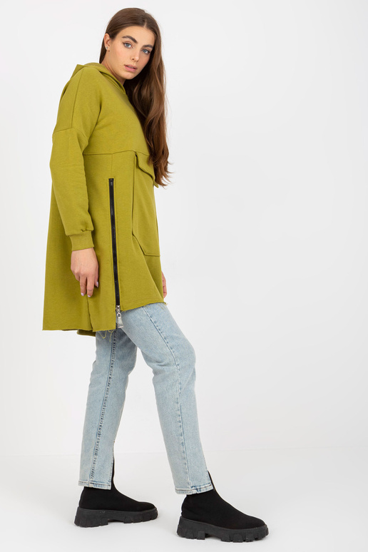 Oliivipunane pikk tõmblukuga dressipluus