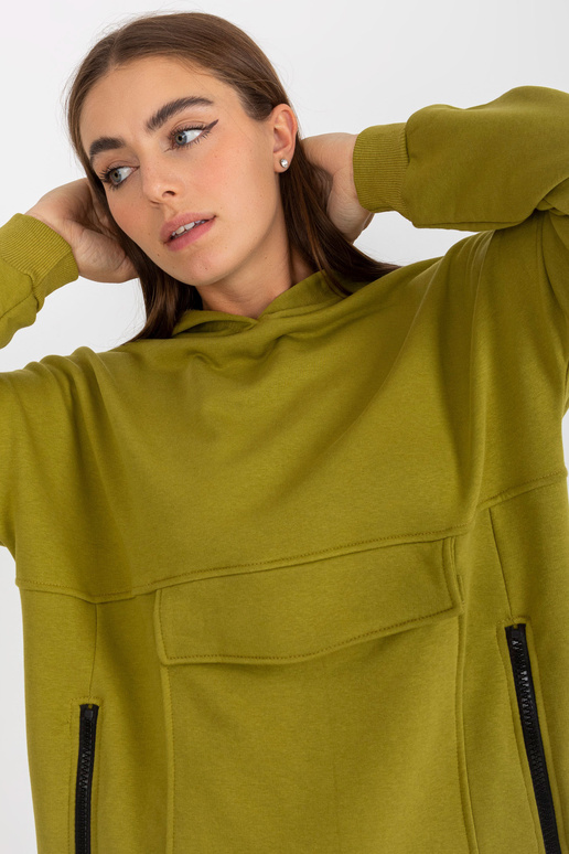 Oliivipunane pikk tõmblukuga dressipluus