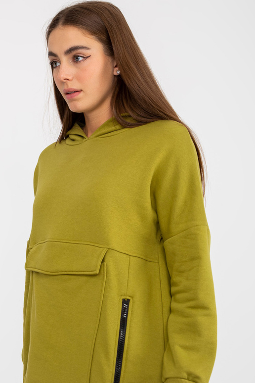 Oliivipunane pikk tõmblukuga dressipluus