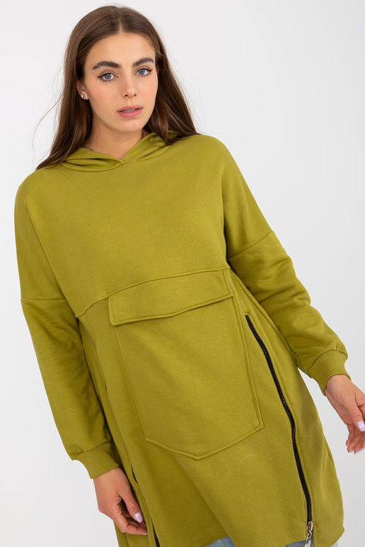 Oliivipunane pikk tõmblukuga dressipluus