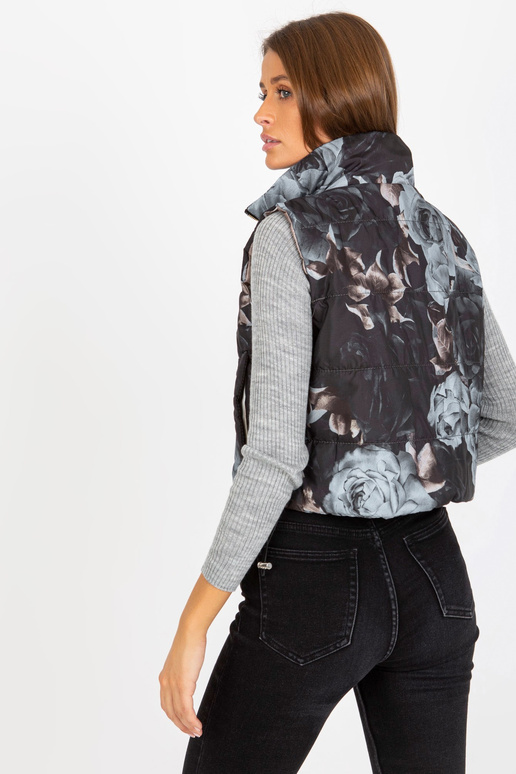 Schwarze gesteppte Blumenweste Damenile Schwarze gesteppte Blumenweste Damenile