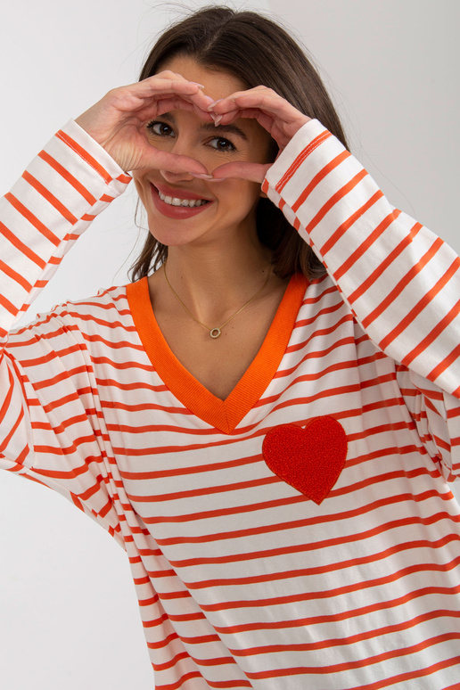 Oranž ja valge avar V-kaelusega...