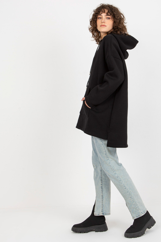 Must oversize pikk taskutega dressipluus