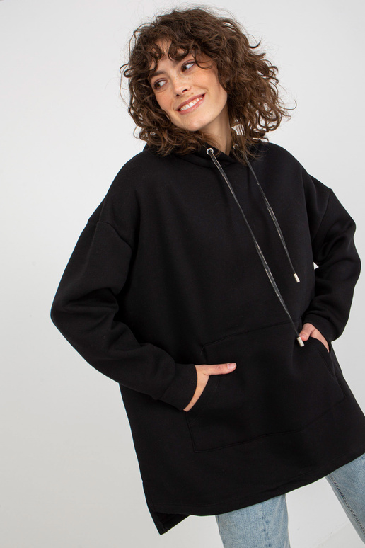 Must oversize pikk taskutega dressipluus