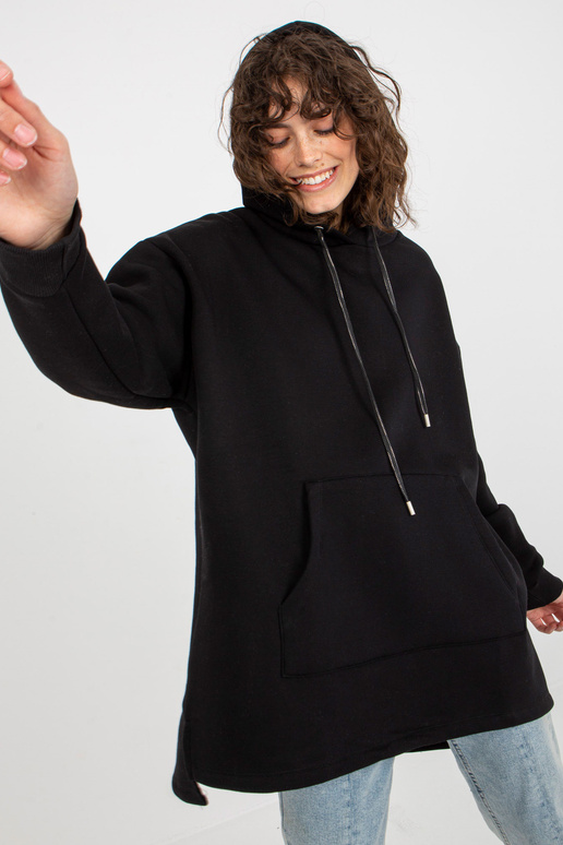 Must oversize pikk taskutega dressipluus