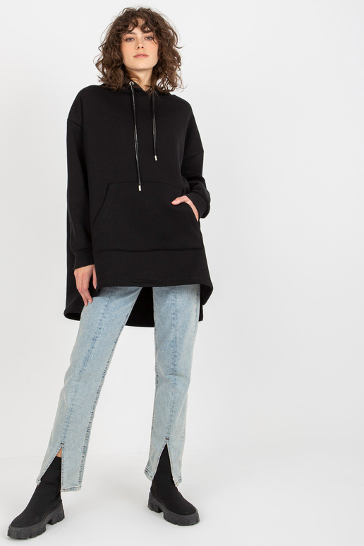 Must oversize pikk taskutega dressipluus