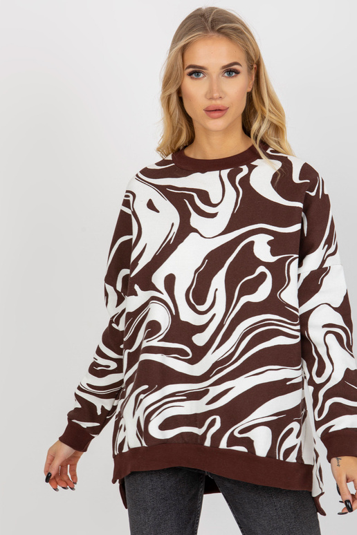 Tumepruun ja valge ülisuur trükiga...