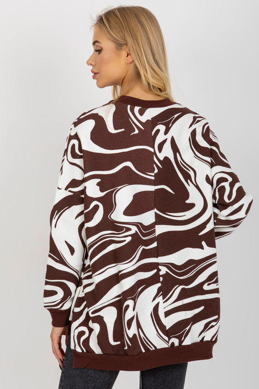 Tumepruun ja valge ülisuur trükiga...