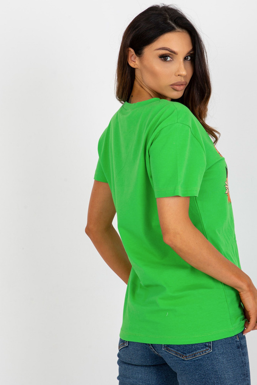 Roheline naiste T-särk trüki ja kirjaga