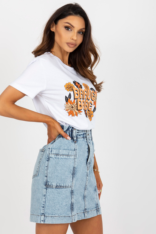 Valge puuvillane naiste T-särk trüki...