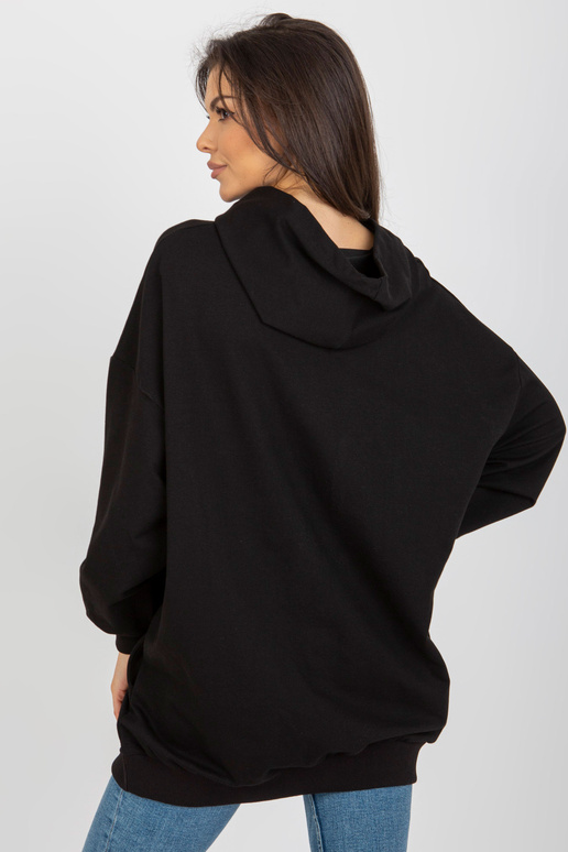 Must trükise ja kapuutsiga dressipluus