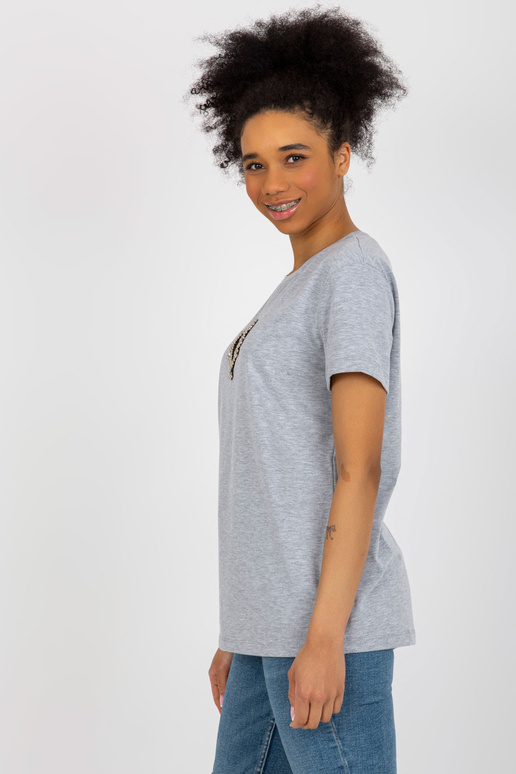 Hall naiste T-särk südame väljalõikega