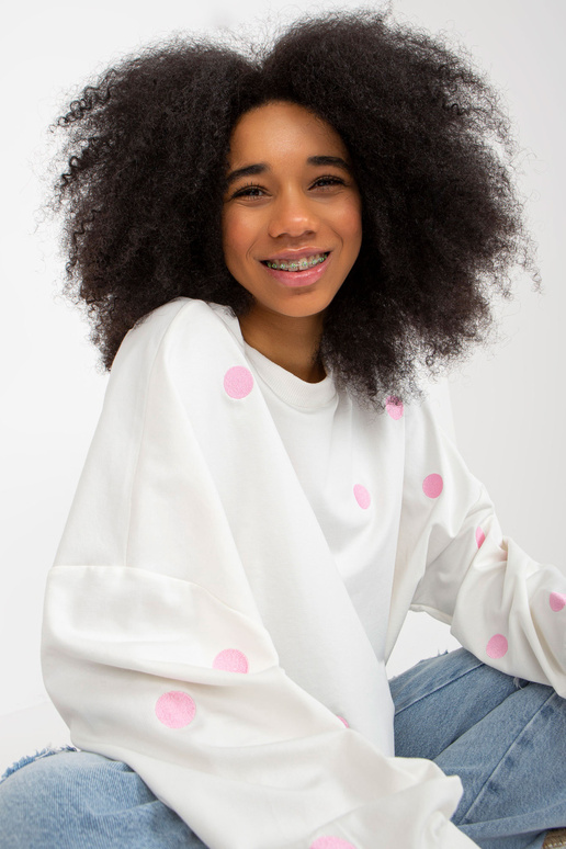 Ecru täpiline kapuutsiga dressipluus