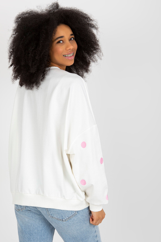 Ecru täpiline kapuutsiga dressipluus